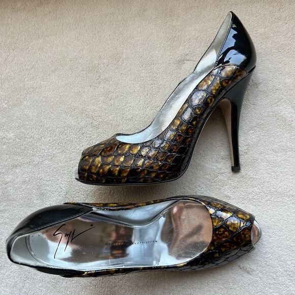 Giuseppe Zanotti Gold & Black Patent Leather Stiletto Heels EU 39 US 8 - 8.5 - Picture 16 of 16